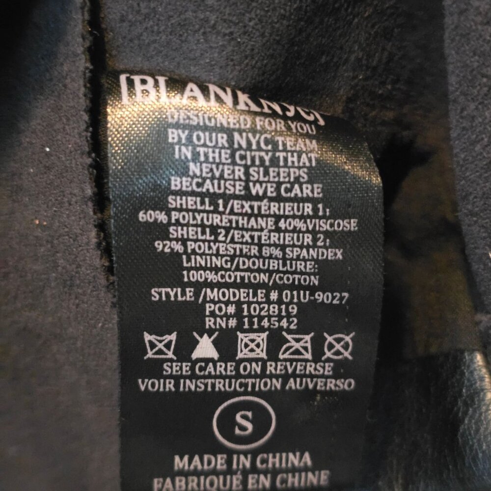 Blank NYC Women's Asymmetrical Black Faux Suede & Vegan Leather Jacket S - Picture 7 of 7